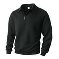 thumbnail image 3 of Mens Sweaters Quarter Zip Pullover Mens Quilted Sweatshirt and Pants Set (Black L), 3 of 8