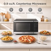 BLACK+DECKER 0.9 Cu Ft Microwave Oven Countertop , 6 Auto Menus, 10 Power Levels, Digital Panel, 900W