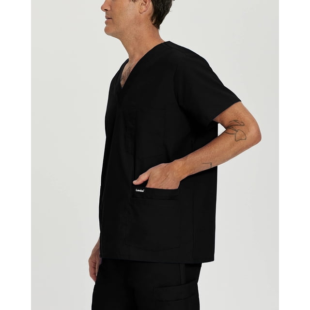 Landau Essentials Haut de Blouse Médicale 5 Poches pour Hommes : Coupe Classique Décontractée, Col en V Durable Médical 7489