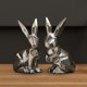thumbnail image 3 of Escultura de animal pequeño hecha a mano, decoración galvanizada para mesita de noche, repisa de chimenea dos conejos, 3 of 9
