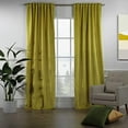 thumbnail image 2 of 3S Brother's Extra Long Solid Luxury Matte Velvet Soft Curtain Yellow Single Panel Hanging Back Tap & Rod Pocket Home Décor 5-25 Feet Custom Made Curtains -Made in Turkey Each(52"x63"), 2 of 7