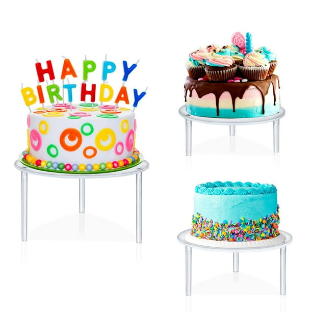 3 soportes acrílicos para tartas, reutilizable, redondo, para cupcakes, postres, pasteles, pizzas, expositores, platos de servir para Navidad, boda, cumpleaños, baby shower, fiesta de té