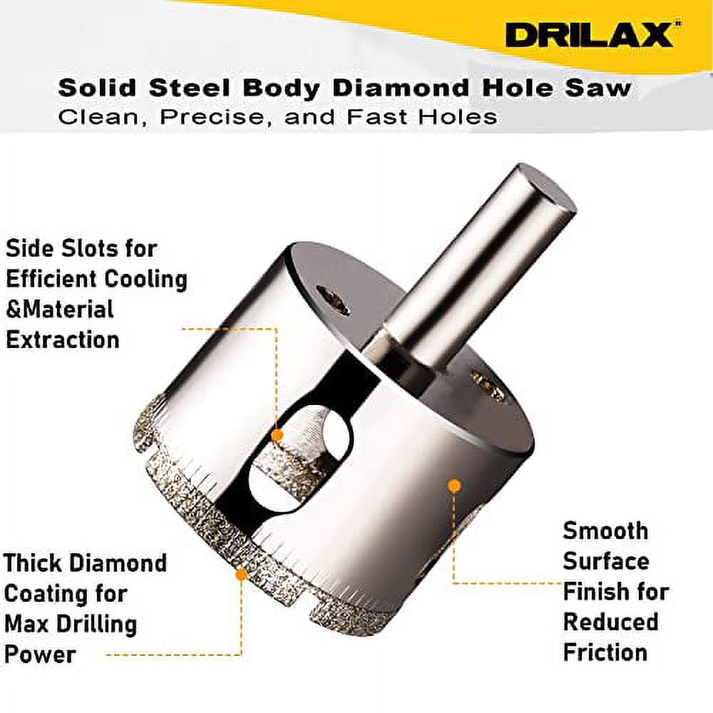 LOT 10 Pcs SET Diamond Hole Saw Drill Bit Set 1/4" - 2" Inch Granite Glass Tile - Tools 10 Piece Diamond Dust Hole SAW Drill BIT for Ceramic Tile Marble Rock Porcelain