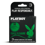 (4 Pack) Playboy Premium Triple Pleasure Latex Condoms