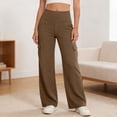 thumbnail image 3 of Iyufng Womens Leggings Slightly Flared Solid Color Yoga Pants Casual Fitness Pants with Pockets, 3 of 9