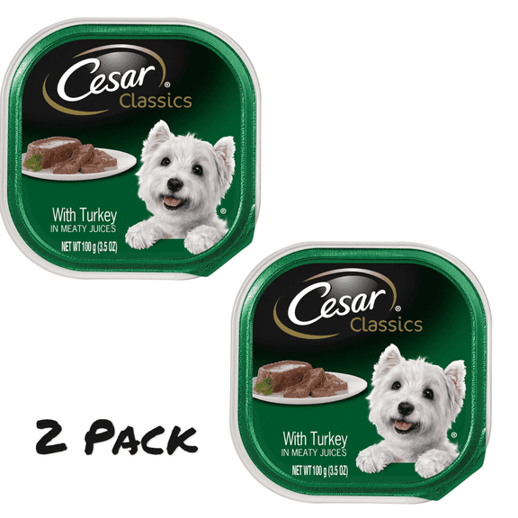 ( 2 Pack ) Cesar Classic Loaf in Sauce Adult Wet Dog Food Turkey, 3.5 oz