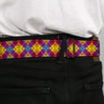 thumbnail image 4 of Buckle-Down Belt, Seatbelt Buckle Belt, Diamond Plaid Orange Yellow Blue Purple Fuchsia, 34 to 52 Inches, 4 of 9