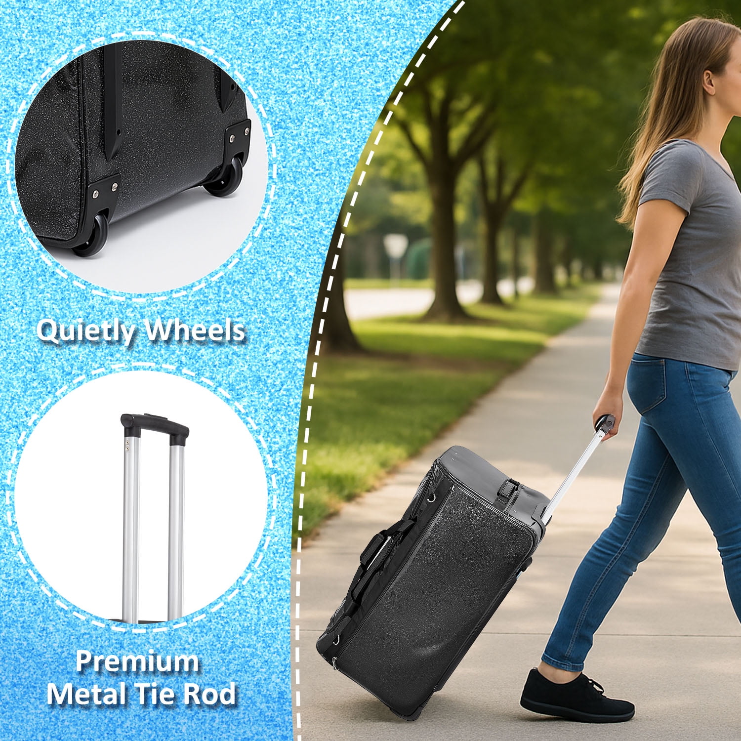 Rolling Dance Competition Bag with Retractable Garment Rack, 29 Inch, Black, Wheeled Travel Suitcase with Privacy Curtain (Black)