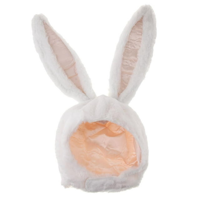 Sombrero de peluche de orejas largas con dibujos animados para fiestas, disfraces y accesorios fotográficos. Blanco