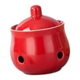 thumbnail image 2 of veasfak Garlic Keeper Ceramic Container Keep Your Garlic Cloves Fresh Ventilated for Countertop Ginger Saver for Countertop Kitchen Red, 2 of 9
