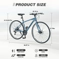 thumbnail image 5 of 700C Road Bike with Disc Brakes, 7 Speed Hybrid Bike, Bicycle for Adult Women Men, City Bike Suit for Rider 5'3"-5'8", Blue, 5 of 6