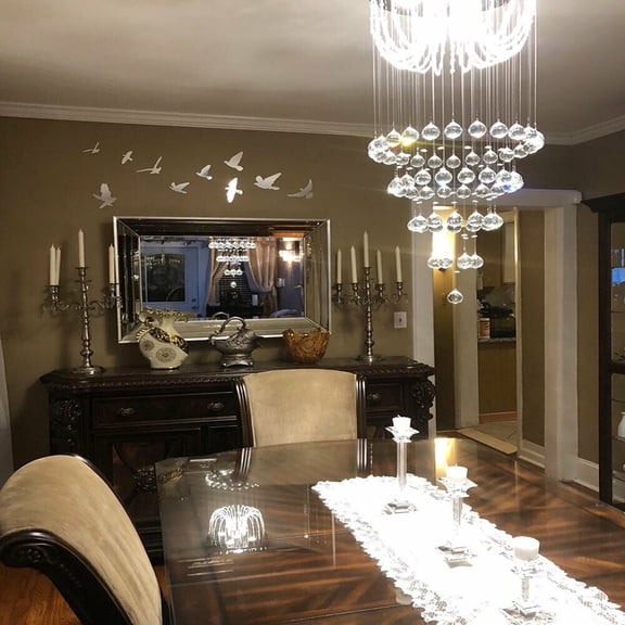 DENEST Modern 5-Light LED Crystal Raindrop Pendant Light