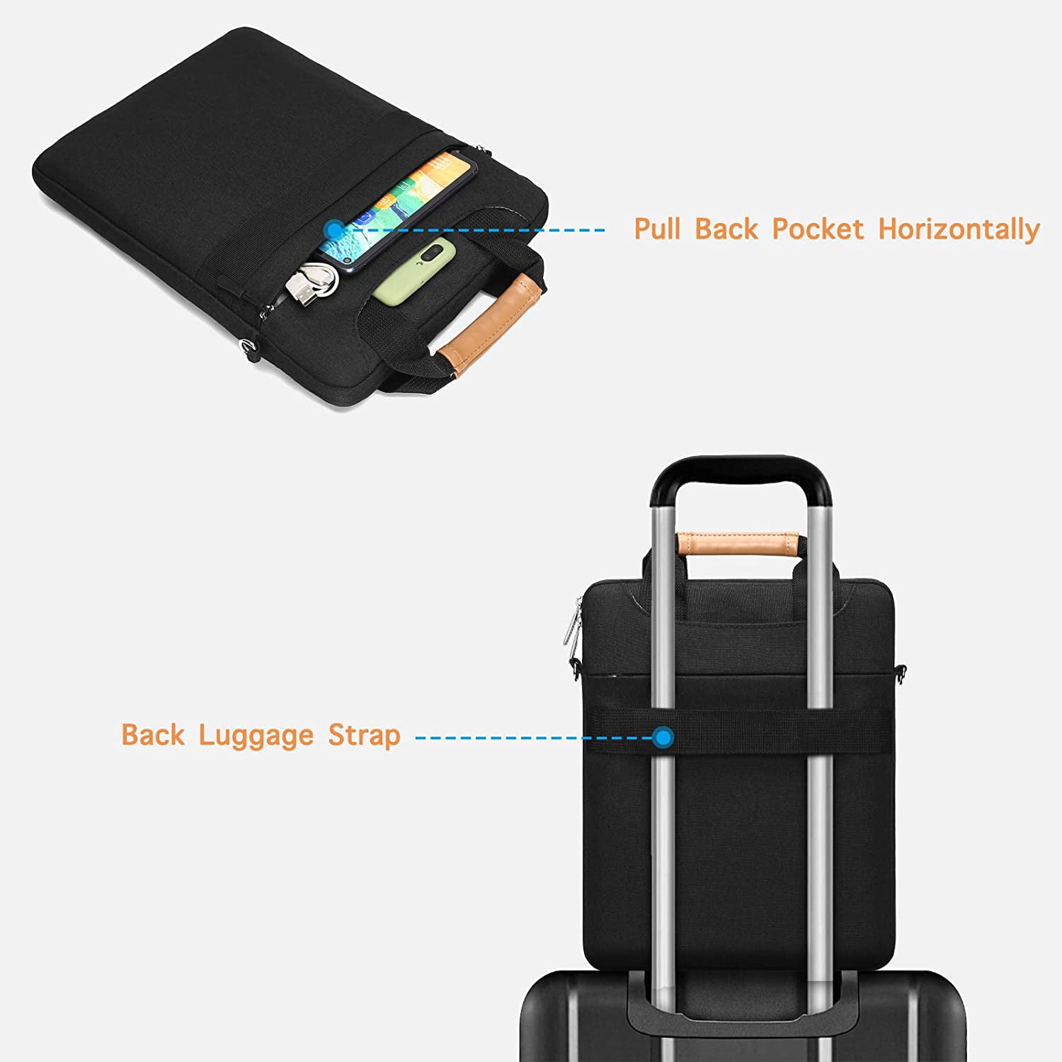 Mosiso 13.3 inch Laptop Shoulder Bag for MacBook Pro 14 inch 2023-2021 A2779 M2 A2442 M1, Vertical Laptop Briefcase with Zipper Pockets,Black