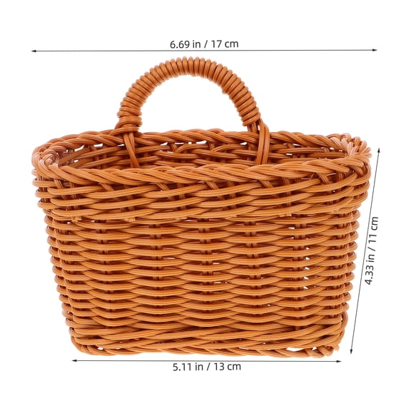 LOLIPPYY Plastic Brown Wicker Wall Basket Hanging Storage Basket for Kitchen and Door