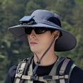 thumbnail image 2 of Ticikt Men Women Wide Brim Sun Hats with Solar Fan Waterproof Breathable Bucket Hat Outdoor Fishing Hat for Hiking Camping,Color:Dark Gray, 2 of 4
