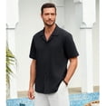 thumbnail image 3 of Linen Shirts for Mens Short Sleeve Button Down Shirts Casual Summer Beach Vacation Hawaiian Shirts, 3 of 9