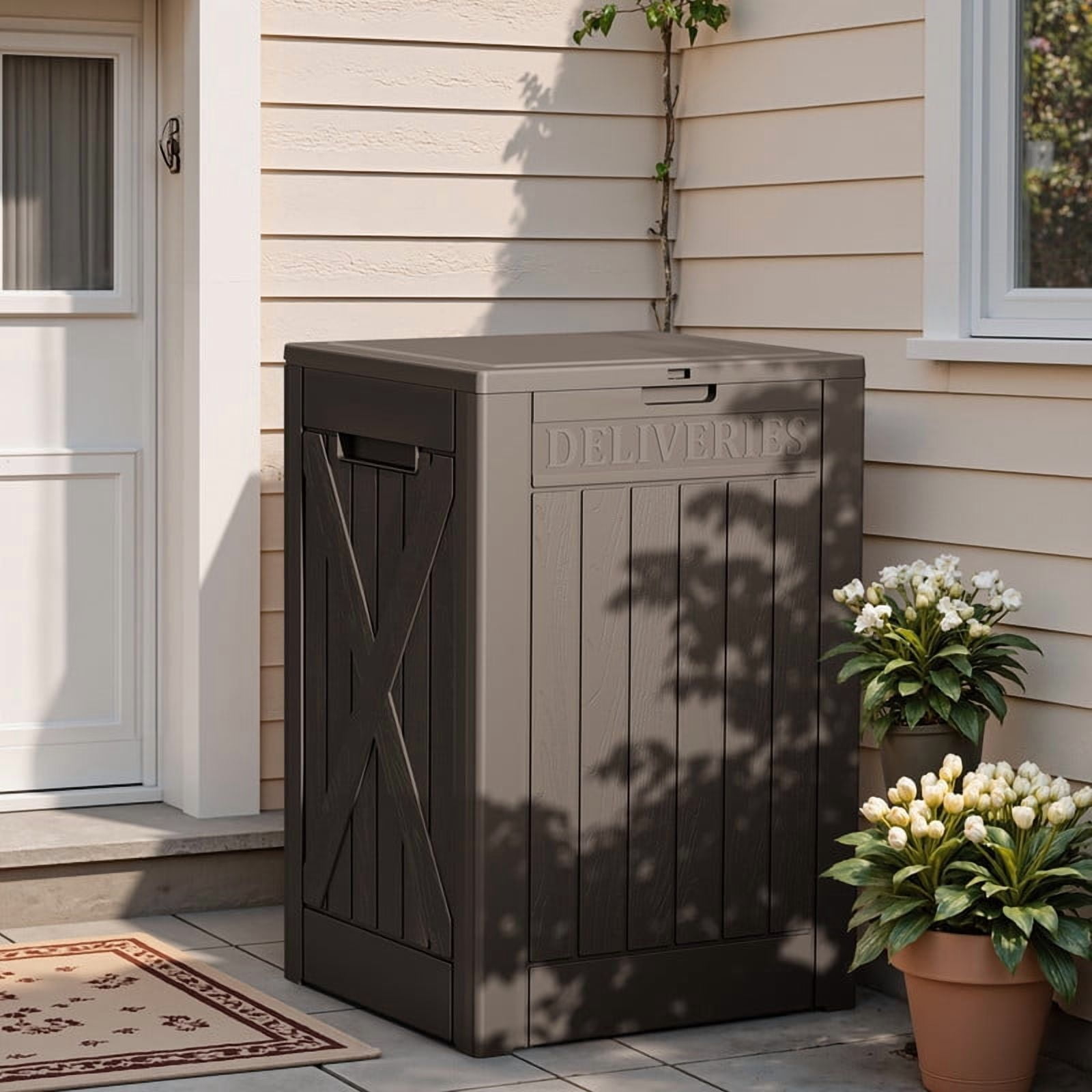 Homall 53 Gallon Package Delivery Boxes, Waterproof Outdoor Resin Mailbox for Packages With Lockabla Lid, Outdoor Storage Parcel Box for Outside