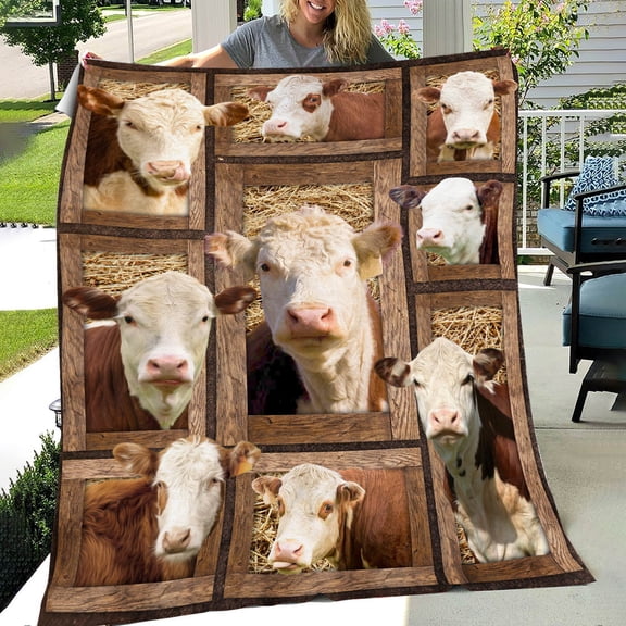 Namashops Blanket - Hereford In Farm All Printed Blanket, 30x40in Fleece Blanket