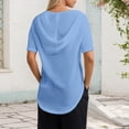thumbnail image 2 of Women's Solid Color Summer Knit Short Sleeve Hooded Sweatshirt - V-Neck, Drawstring Hood & Lightweight Fabric for Casual Wear, 2 of 5