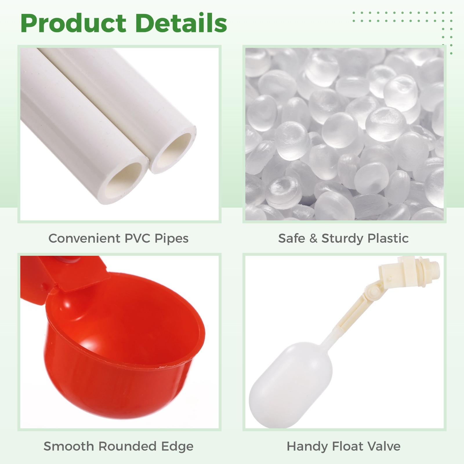 Automatic Chicken Waterer System, Complete Set, Automatic Chicken Watering Kit with PVC Pipes, Garden Hoses, Float Valve, Leak-Proof Poultry Water Cup System, Easy Installation