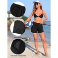 thumbnail image 3 of Charmo Womens High Elastic Waisted Swim Bottoms Mesh Split Board Shorts Drawstring Swim Shorts with Pocket, 3 of 7