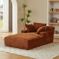 thumbnail image 5 of Aukfa 79" Oversized Chaise Lounge Indoor, Corduroy Sleeper Sofa Bed, Upholstered Couch, No Assembly Required for Living Room, Bedroom, Orange, 5 of 6