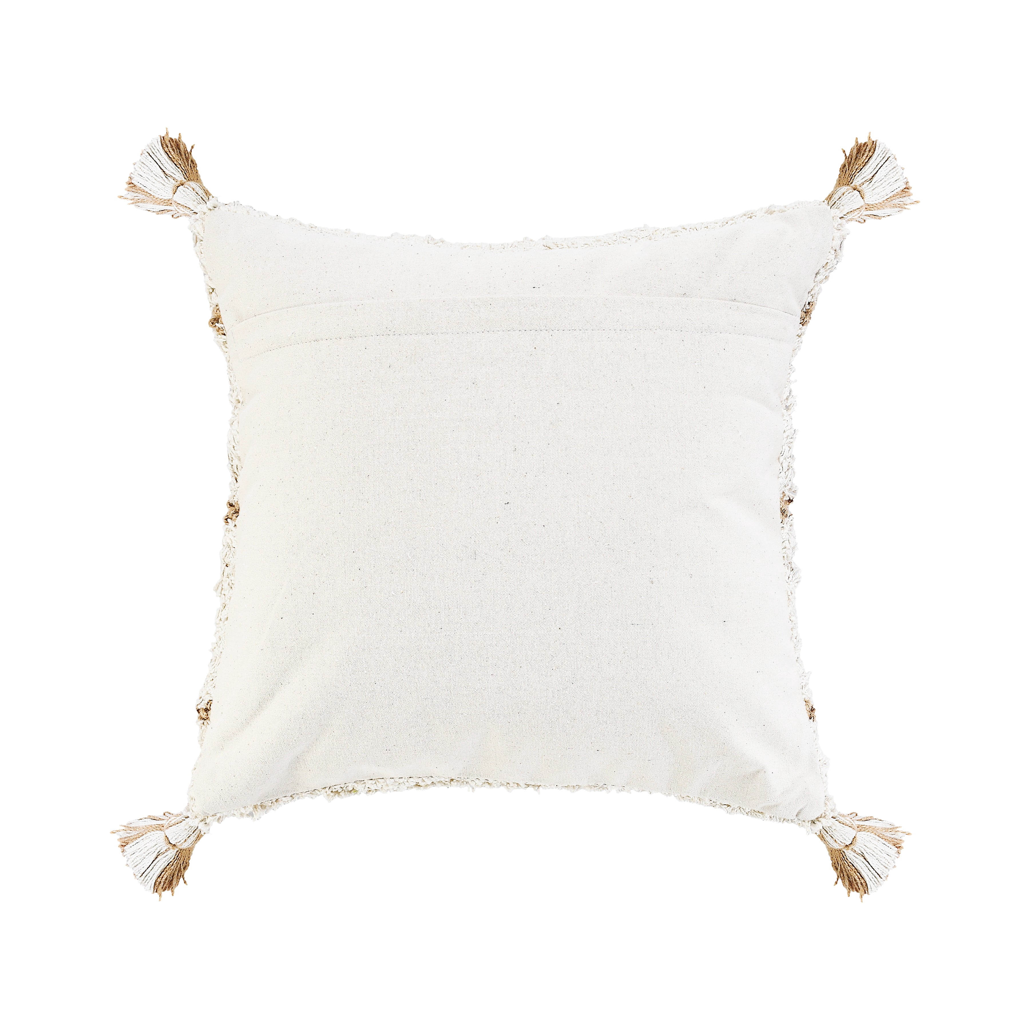 Desert Fields Boho-Chic Geometric Jute and Cotton Throw Pillow