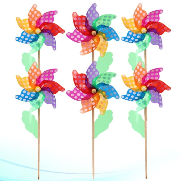 RENACLIPY Garden Decor Pinwheels Wood Windmill Multi 6 Pcs