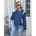 thumbnail image 4 of Zeagoo Women's Varsity Jacket Lightweight Bomber Jackets Spring 2 Pockets Button-up Casual Moto Fashion Baseball Outwear, 4 of 5