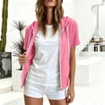 thumbnail image 6 of AKOEE Summer Jackets for Women Lightweight Zip Up Drawstring Hoodie Short Sleeve Sports Casual Sweatshirts (2XL, Pink), 6 of 7