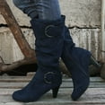 thumbnail image 2 of Women's Mid-Calf Boots - Autumn and Winter Fashion Suede Fine Heel Comfortable Solid Color Footwear for Women, 2 of 5