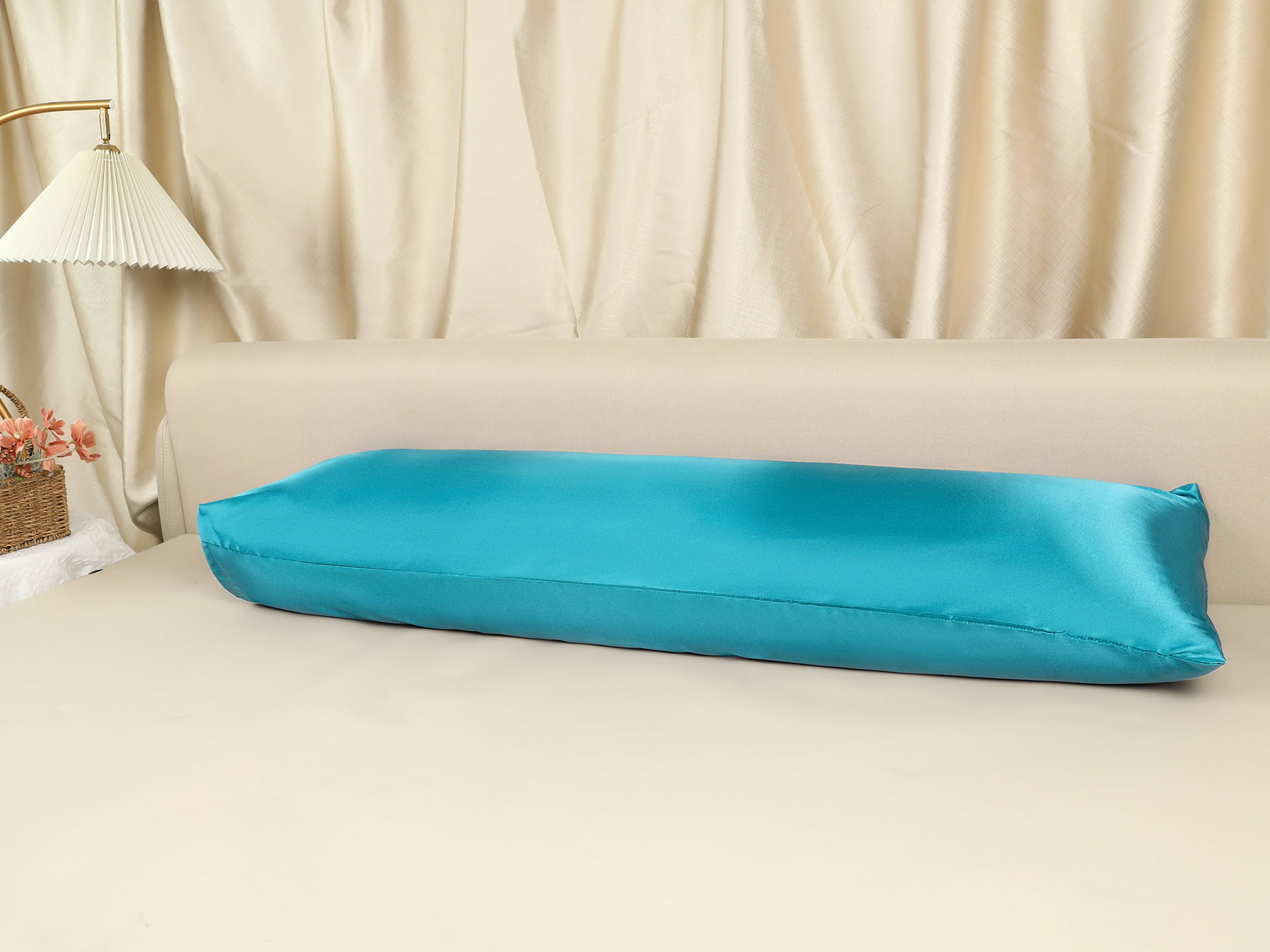 Unique Bargains Satin Pillow Cases Set of 2 Cooling Pillow Covers Blue Green