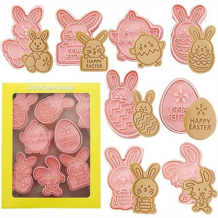 

Eguts Easter Cookie Mold 8-piece Cartoon Easter Egg Bunny Cookie Cutter Baking Kit Decor Tools