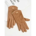 thumbnail image 2 of Deago 2 Pairs Womens Winter Warm Gloves Touch Screen Texting Windproof Gloves Fleece Lined Thermal Suede Gloves (Khaki), 2 of 9