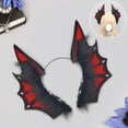 thumbnail image 2 of Hsqqdc Resin Black Red Dark Gothic Bat Wing Headband with Demon Fin Accents for Halloween, 1 Piece, 2 of 7