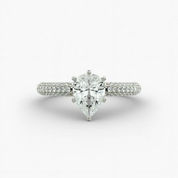 First Jewel 1.8 Ct Pear-Shaped Lab Created Diamond Wedding Anniversary Ring - Stamped 14K White Gold Plated Wedding Ring - Solitaire Engagement Women’s Ring - Wedding Anniversary Ring Women’s