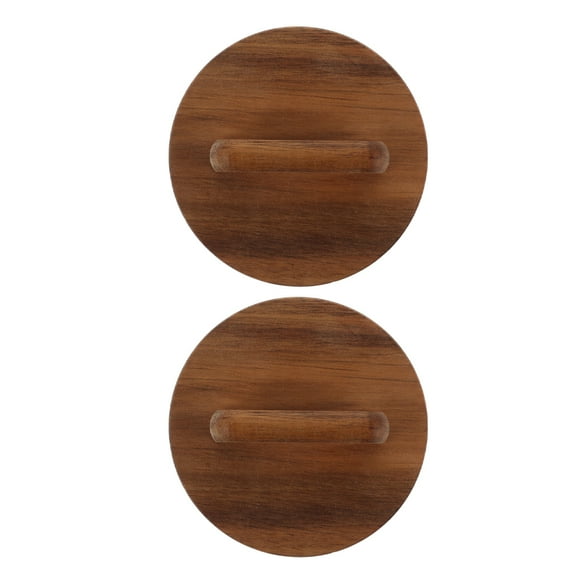 FRCOLOR 2pcs Wood Canning Jar Lids with Silicone Seal Wooden Handle Mason Jar Covers Reusable Airtight Storage Lids for Glass Jars for Food