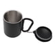 thumbnail image 4 of Taza de agua de acero inoxidable de doble capa, antideslizante, práctica taza de café aislada para acampar, color negro, 300 ml, 4 of 10