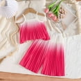 thumbnail image 3 of Owordtank Girl's 2 Piece Cute Outfits Outfit Pleated Spaghetti Strap Crop Top and Wide Leg Pants Sets, 3 of 5