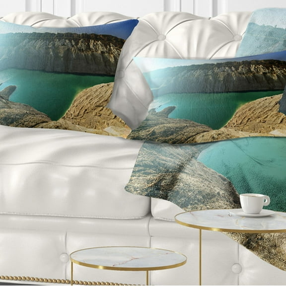 Designart 12" x 20" Blue Polyester Throw Pillow