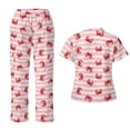 thumbnail image 2 of Yspwyqan Scrubs for Women Set, 2 Piece V-Neck Short Sleeve Scrub Top & Straight Leg Pants, Stretchy Breathable Red Stripe Crab Uniforms for Medical Nurse Work, Size S, 2 of 7