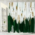thumbnail image 2 of Sage Green Shower Curtains for Chic Modern Abstract Bathroom Decor, Dark Emerald Sage Hunter Olive Green Fabric Shower Curtain, Modern Golden White Restroom Decor Accessories, 36X72in, 2 of 5