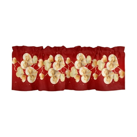 

Red Love Valentine s Day Curtain Fabric Printed Insulation Short Curtain Bedroom Curtains White14941