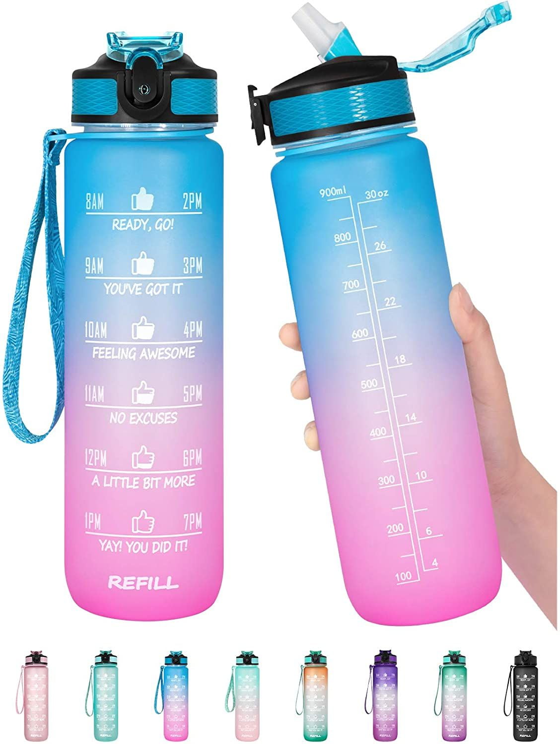 Home Tune 32oz Motivational Water Bottle with Straw & Time Marker, BPA FREE  Tritan & Dustproof Flip …See more Home Tune 32oz Motivational Water Bottle
