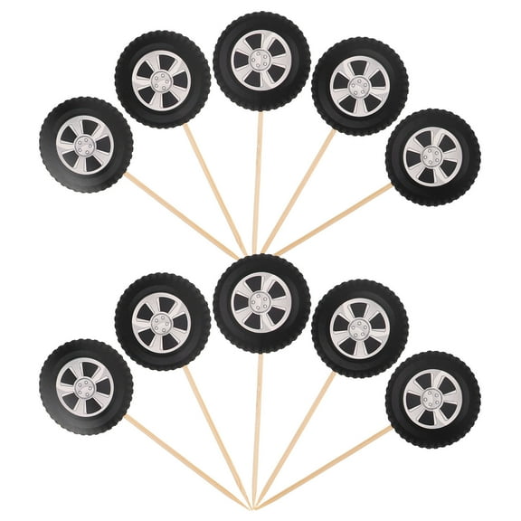 HONMEET 20Pcs Truck Cake Toppers Tire Shape for Birthday Party Dessert Decorations