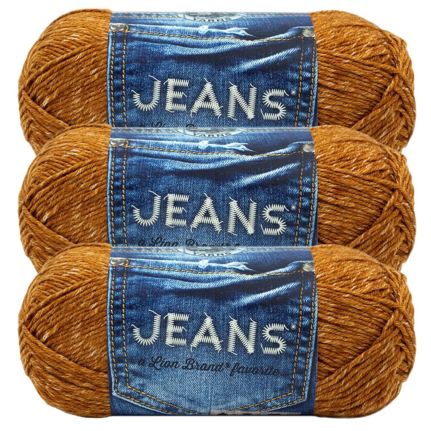 Lion Brand Jeans® Yarn Top Stitch #4 Medium/Worsted Acrylic yarn, 100g/ 225m, 3-CT