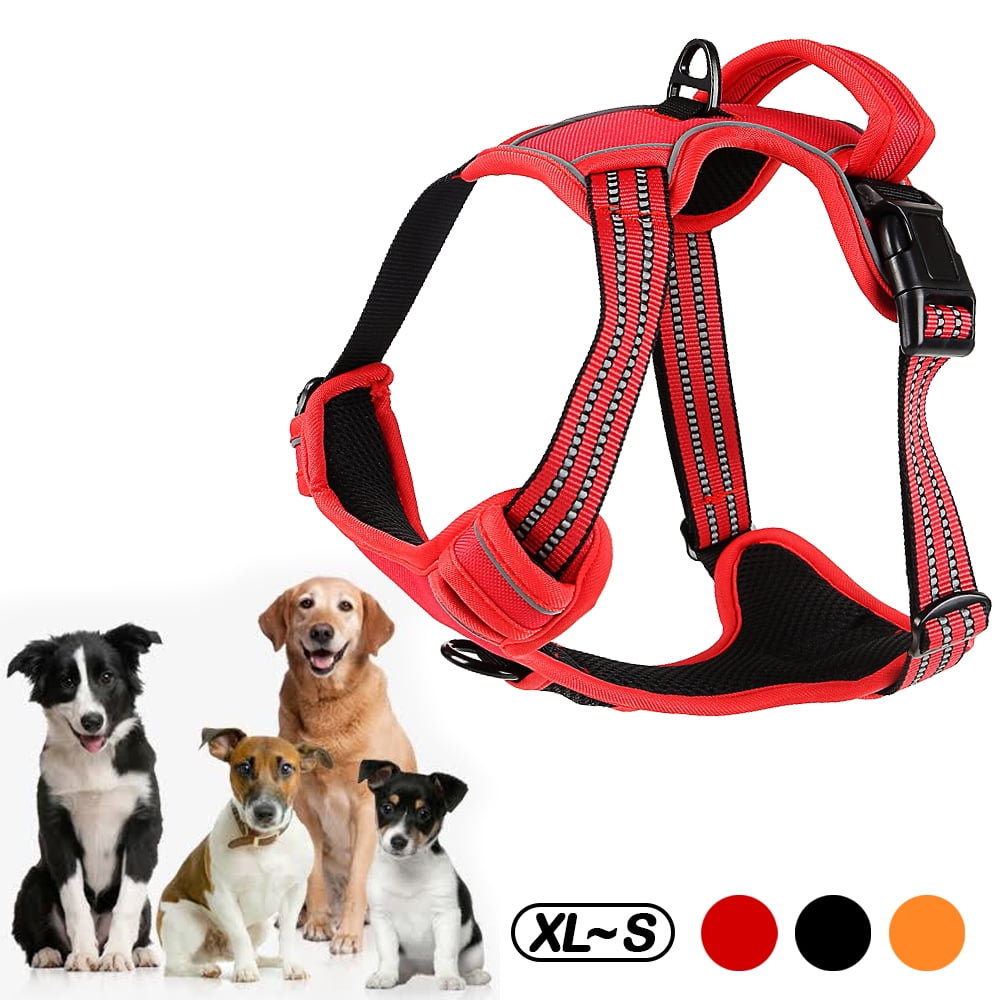 No Pull Dog Harness Front Clip Heavy Duty Reflective Easy Control Handle for Large Dog Walking