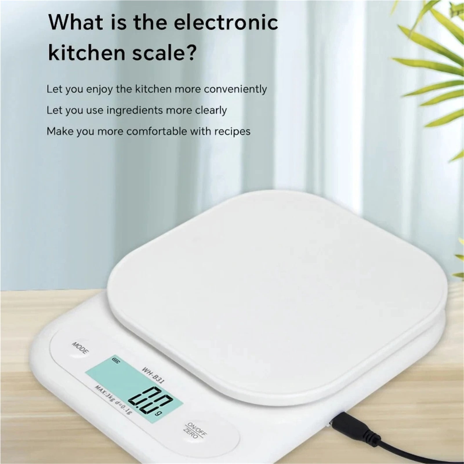 LCD Digital Kitchen Scale 3kg/7kg Food Scale Battery/USB Charging Electronic Balance Measuring Grams Scales for Cooking Baking