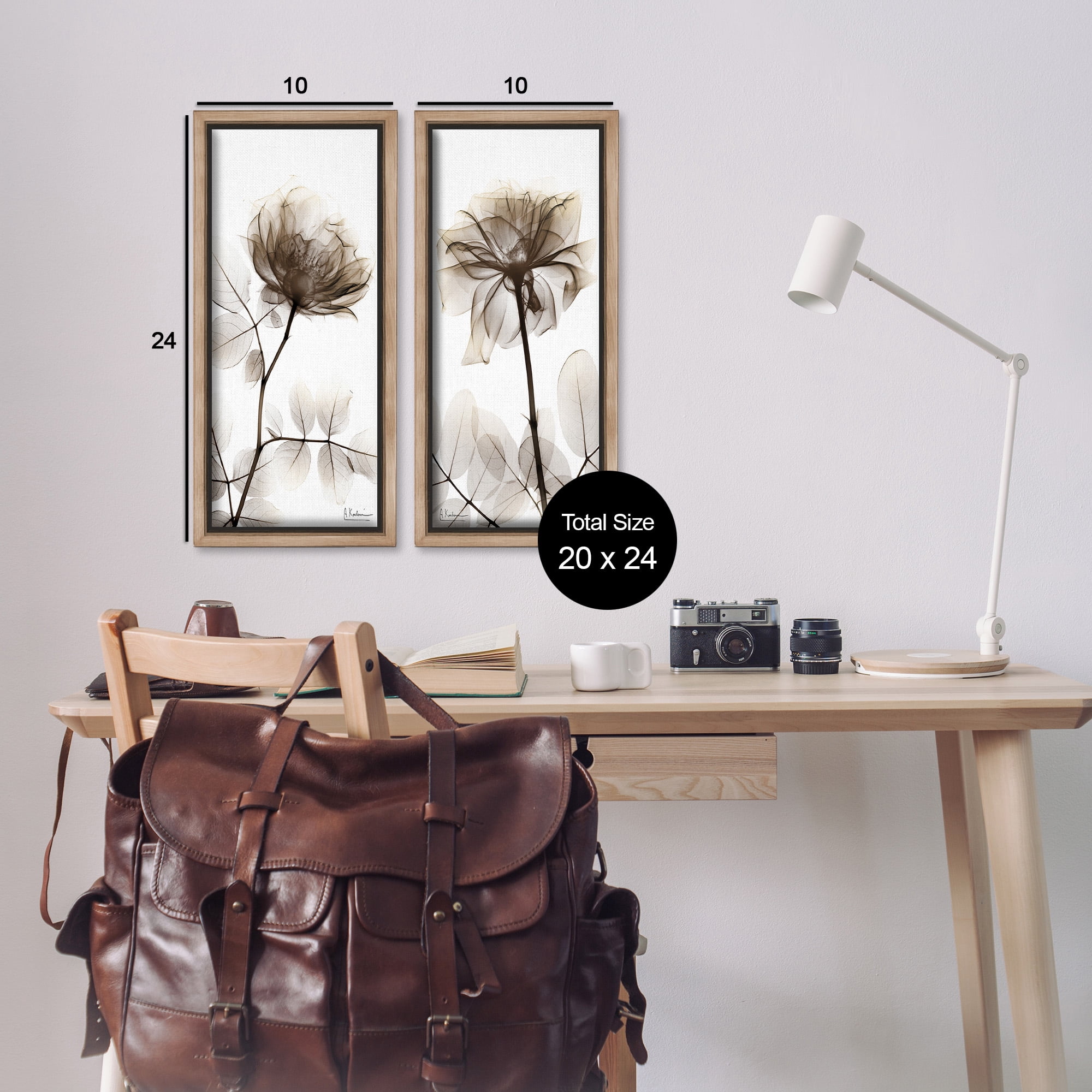 Stupell Industries Natural Modern Blooms Botanical & Floral Photography Brown Floater Framed Canvas Art Print Wall Art, 11 x 25, Set of 2