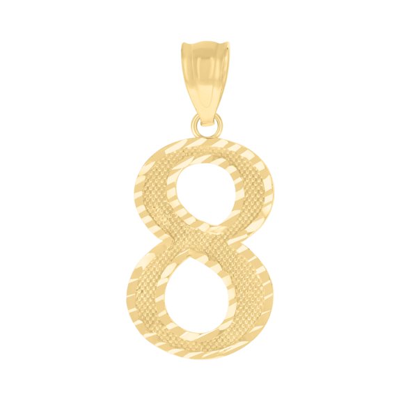10Kt Yellow Gold Unisex Number 8 Charm Pendant